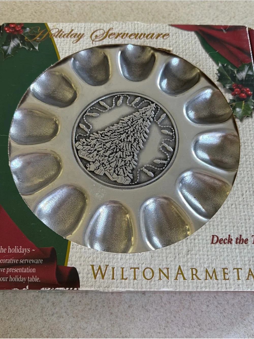 Wilton Armetale Pewter Holiday Tree Deviled Egg Server “tree light egg tray”